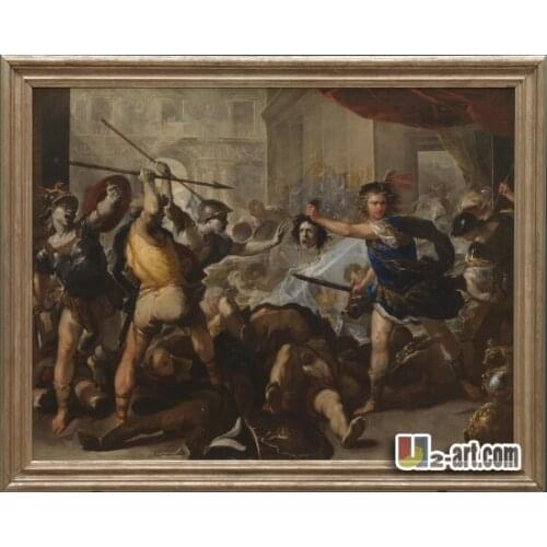 Canvas Prints (Perseus turning Phineas and his Followers to Stone) Luca Giordano home decor canvas printing art Religion-235