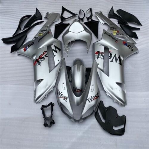 Silver black west Motocle Fairing For KAWASAKI NINJA ZX6R 07-08 ZX-6R 2007 2008 Fairings kit (Injection molding)