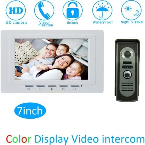 One to one intercom system for building 7inch LCD color screen waterproof camera doorbell ring wired Video door phone