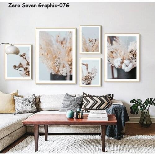 Nordic Beautiful Autumn Dried Flower Photo Cotton Eucalyptus Pictures Canvas Printing Poster Wall Art Room Gallery Decoration