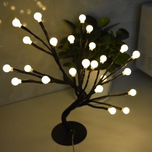 5 Style USB Tree Shape LED Decor Table Lights Indoor Star Rose Fairy Desktop Lamp for Christmas Wedding Party Holiday Decoration