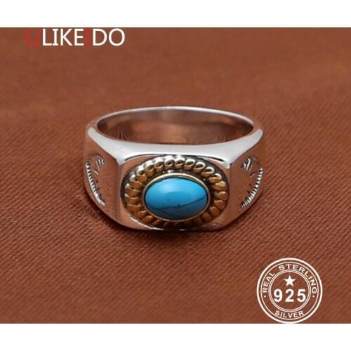 S925 Sterling Silver Jewelry Fashion Thai Silver Polished Simple Inlaid Wide Goros Feather Ring