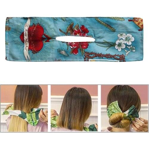 Deft Bun Hair Bands Women Summer Knotted Print Wire Headband French Twist Hairstyle Donut Bun Former Maker Hair Bands