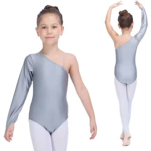 Retail Silver Nylon/Lycra One Long Sleeve Turtle-neck Leotard with Finish down to the figure All Sizes