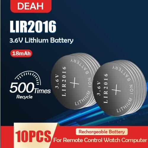 10PCS LIR2016 LIR 2016 3.6V Rechargeable Lithium Battery For Watch Remote Control Toys Button Battery Replace CR2016 LM2016