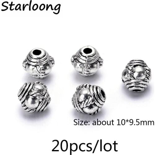 20pcs/lot antique vintage silver plated zinc alloy middle hole little charm spacer alloy beads DIY Jewelry making for bracelet