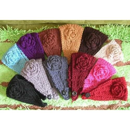 2013 best price Handmade Knit Crochet headband flower headwrap plain color thickening 100pcs