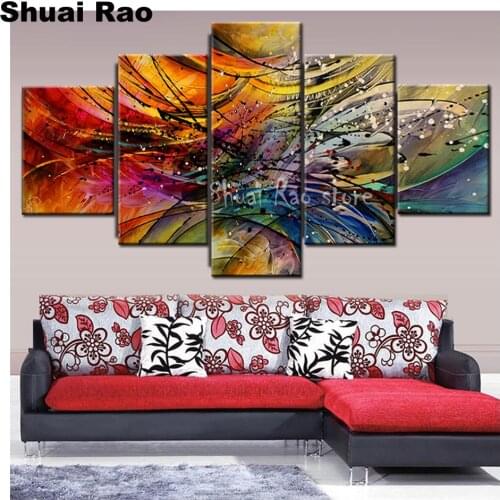 5 Panel diamond painting Cross Stitch"abstract lines"full square round diamond embroidery icons diamond mosaic sale home art