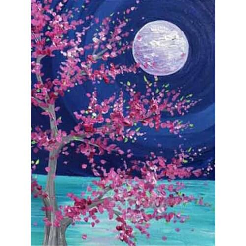 Full Square Diamond Embroidery Moon Tree Cross Stitch Kit Handicraft Diamond Painting Scenic Home Decoration
