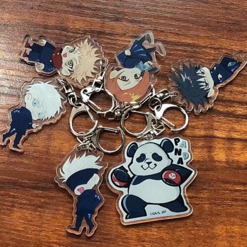 Jujutsu Kaisen Anime Keychain Itadori Yuji Gojo Satoru Panda Cosplay Cartoon Props Unisex Acrylic Keyring Pendant
