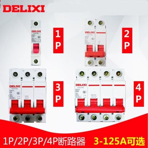 DELIXI Mini Circuit Breaker MCB DZ47 DZ47S 2P 1P 1A 2A 3A 6A 10A 16A 20A 25A 32A 40A 50A 63A 80A 100A 125A C Type