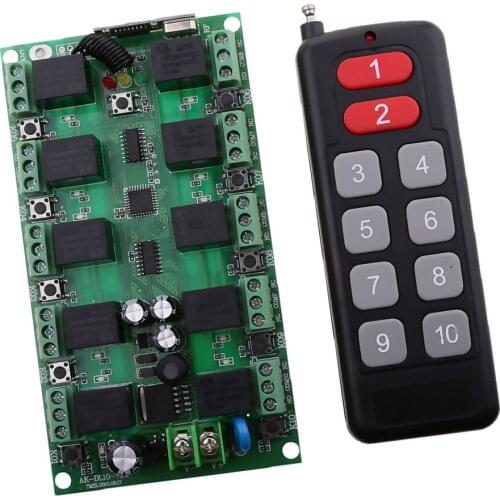 Wireless Remote Control Switch 12V 10 Channels 433MHZ 1000m for Lightweight Motor
