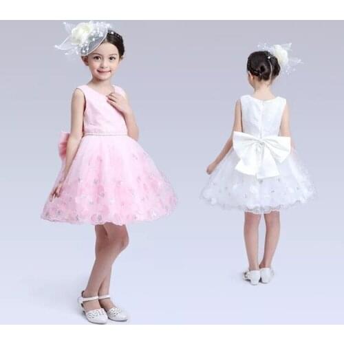 Childrens dress princess gauze pettiskirt girl Korean sweet rose bow dress k1