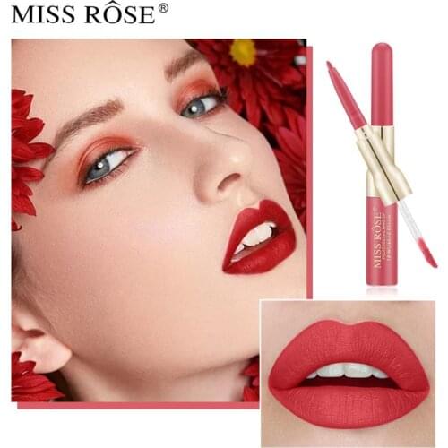 2 In 1 Double Head Liquid Matte Lipstick Lip Liner&Lip Gloss Waterproof Lipstick Lipgloss Mate Lip Stick Pen Makeup Tools TSLM1