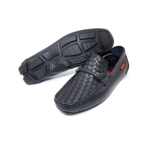 Handmade Loafers with Dark Blue Woven Knitted Calf Leather, Flexible Design, Classic Luxury Fashion Shoes for Men, Spring 2021