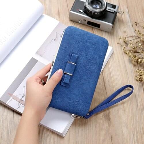 Fashion Long Womens Wallet PU eather Multi-function Coin Purse Creative Solid Color Carteira Feminina