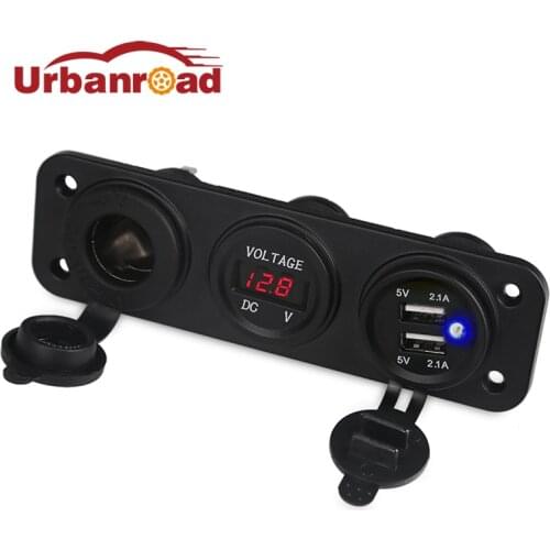 Motorcycle 12v Dual Usb Charger Car Cigarette Lighter Voltmeter Socket Boat Motorcycle Usb Charger Voltmeter Adapter For Iphone
