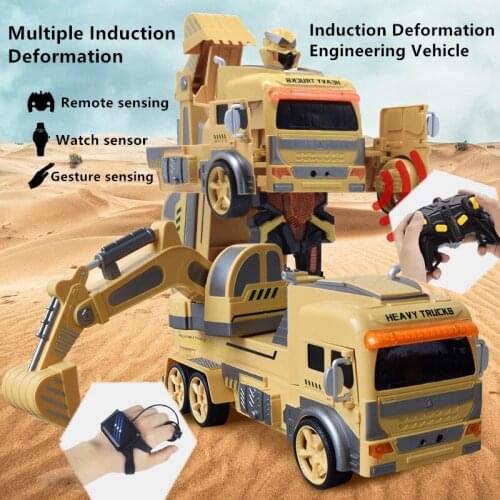 Multi-Sensor RC Deformation Engineering Vehicle Gravity Sensor Gesture Sensor Watch Remote Control Excavator Childrens Toys