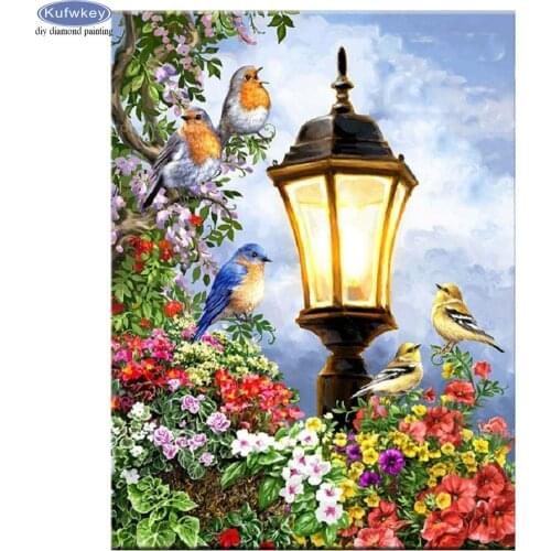 Sparrow street light landscape Full Drill Square round 5d DIY Diamond Painting Embroidery Rhinestone puzzles pictures mosaic kit