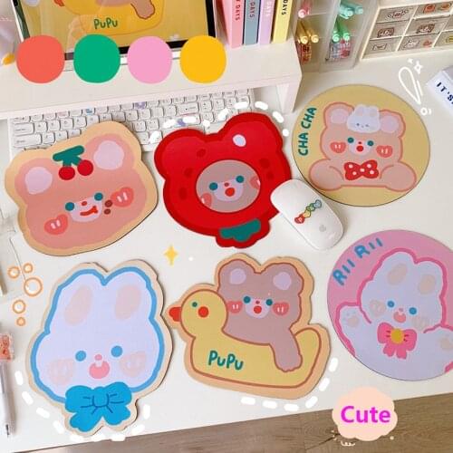 Table Mat Ins Desktop Mat Mini Cute Rabbit Bear Water Coaster Stickers Scrivania Kawaii Mouse Pad Hot sale deskpad PC Gamer pad