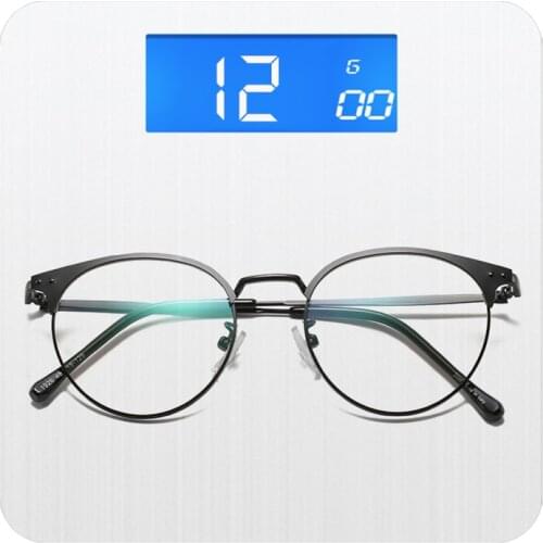 Bluelight-blocking Glasses Flat Lens with Discoloration Retro Style Round Thin Frame for Computer Workers Outdoors PR Sa