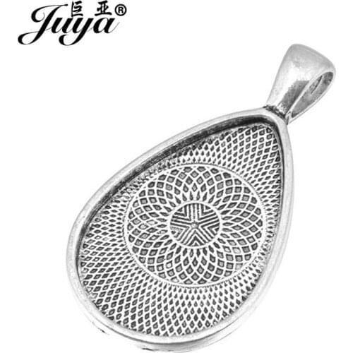 5pcs/lot 18x25mm Oval Glass Cabochon Cameo Charms Pendant Zinc Alloy Cabochon Base Tray Bezel Blank DIY Jewelry Making Findings