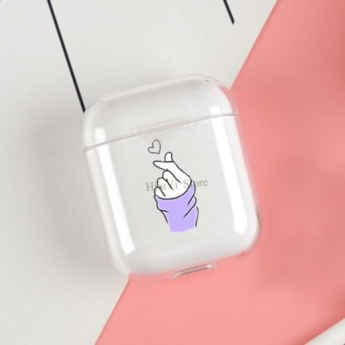 Kpop Korean Finger Heart Saranghae Clear Cases For Apple Airpods 1 2 Earphone Bluetooth Wireless Cover For Airpods 2 1 Coque
