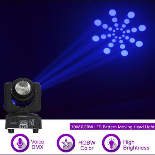 Sharelife Mini 10/30W RGBW LED 7 Gobo DMX 9/11 Channel Moving Head Light for DJ Party Home Show Gig Bar Scene Stage Lighting
