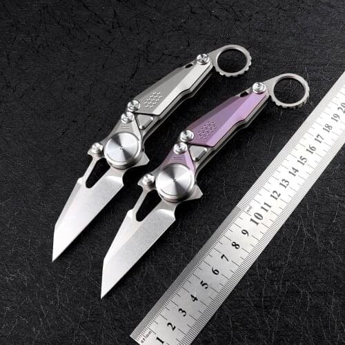 Outdoor high hardness M390 blade mechanical titanium alloy handle camping sharp hunting self-defense tool fruit folding knife