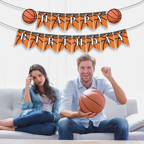 Sports Basketball Happy Birthday Banner Boys Party Favor DIY Basketball Wall Hanging Bunting Baby Shower Party Decoration