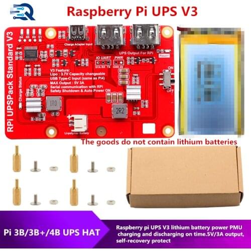 New version RPI UPS Pack not contain lithium batterry,New Expansion Board Power Supply with Switch for Raspberry 4B/3B+/3B