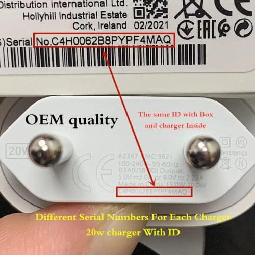 50pcs/Lot 20W OEM quality charger USB-C power adapter PD fast charger, suitable for i 11 12 12Pro Max mobile phone, with box