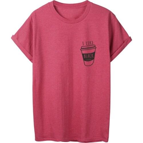 ONSEME I Like Black Coffee Letter T Shirt Female Summer Casual Cotton Tees Drink Cup Pattern Print T Shirts Hipster Basic Tshirt