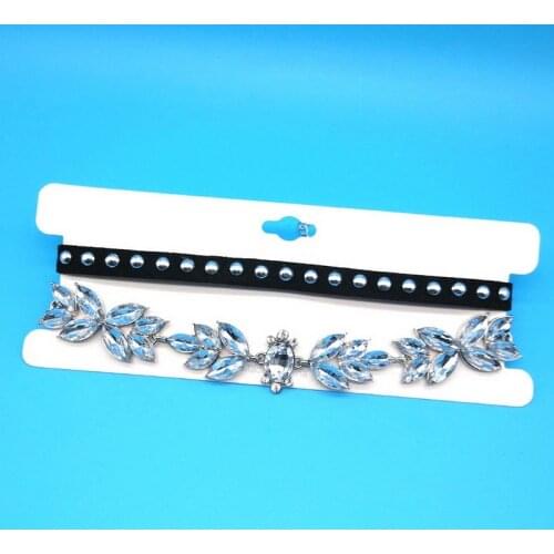 2pcs set Statement Crystal Necklace Rivet Choker Necklace for Women Fashion Vintage Party Jewelry Short Collares Gifts