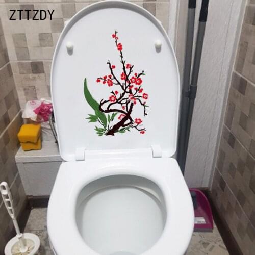 ZTTZDY 13.7*22.6CM Hand Painted Chinese Style Plum Blossom Home Room Wall Decor Toilet Sticker T2-0539