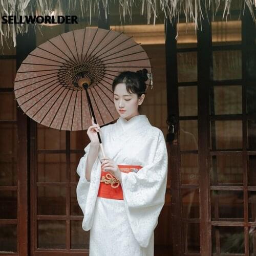 2020 retro Japanese Kimono Style yukata Girl Autumn White Lace dress Woman splice SELLWORLDER Long Dress with handbag