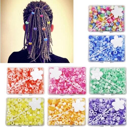 210Pcs/Set Candy Color Dreadlock Beads DIY Hair Braid Rings Tube Decor Small Dreadlocks Beads Cuffs Hair Braider Jewelry Tool