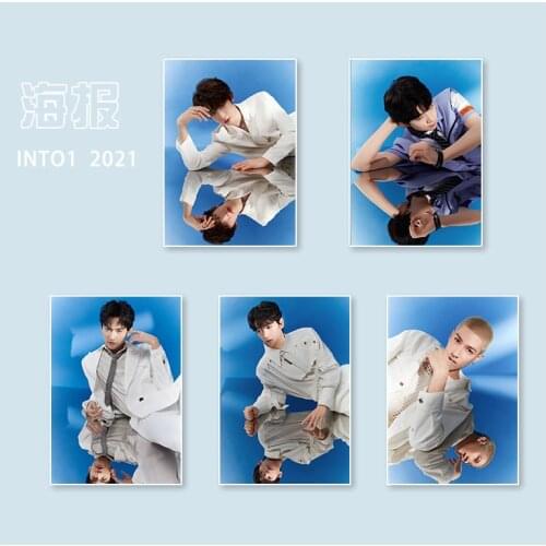 4PC/SET INTO1 Green Screen Space Liu Yu Boyuan Lin Mo Zhou Keyu Zan Duo Li Wan Yin Haoyu HD Poster Figure Dormitory Wallpaper