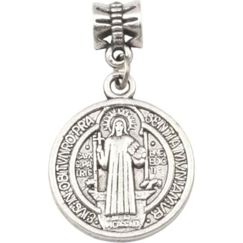 50pcs/lot Zinc Alloy Saint Jesus Benedict Nursia Patron Medal Crucifix Cross Religious Charms bead Pendant 36x21mm A076