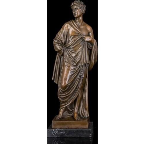 50 CM Western Art Deco Pure Bronze Marble Greek mythology Men Man Boy Sculpture