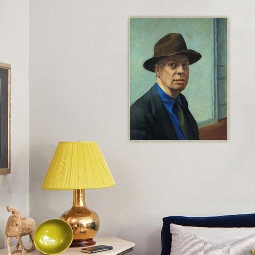 Self-Portrait,1925, by Edward Hopper Canvas Oil Painting Artwork Aesthetic Picture Wall Backdrop Hanging Decor Home Decoration
