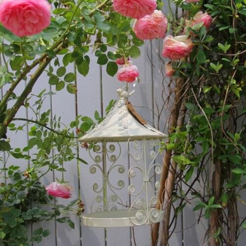 White retro metal bird feeders for outdoors