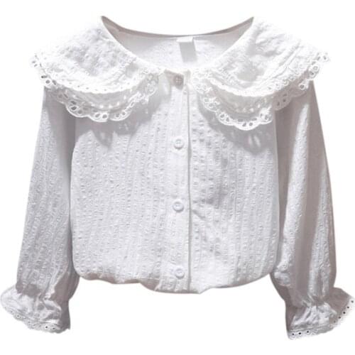 Spring Summer Girls Blouses 2021 Cotton Lapel Blouse For Girls Clothes Children Long Sleeve Tops Baby Girl Sweet Shirt 1-8 Years