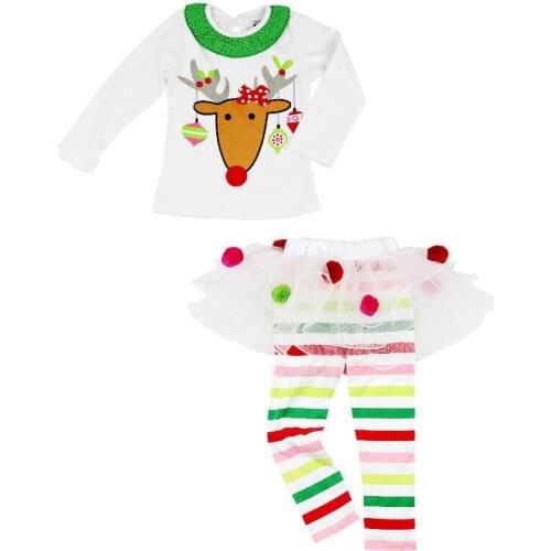 Citgeett Christmas Kids Baby Girls Deer Tops Tutu Leggings Striped Pants Outfits Cartoon Autumn Set Clothes 0-5Y