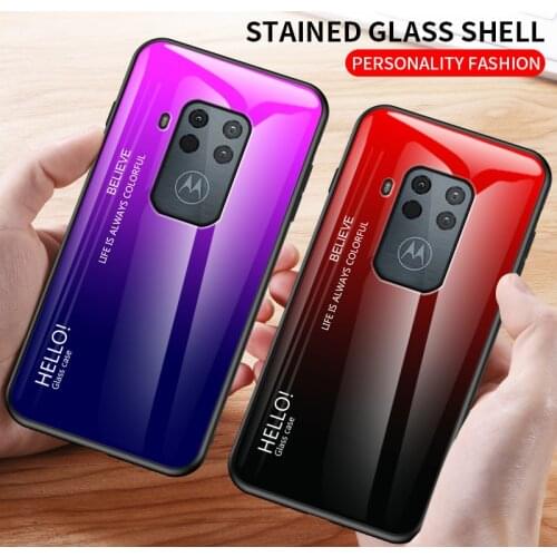 Colored Gradient Case For Motorola Moto G8 G5S G6 E5 Plus Latest style Glass Shell Cover For Motorola G6 G8 E6 Play One Zoom G5S
