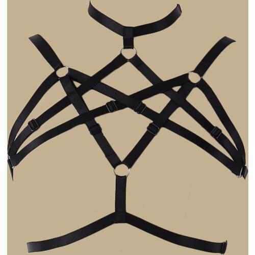 Neck Elastic Harness Belt Adjustable Cage Bra Pastel Goth Body Harness Edgy Body Cage Rave Bondage Harness Women Sexy Lingerie