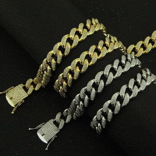 Hip Hop Micro Pave Cubic Zircon Iced Out Cuban Curb link Chain Men Women Bling CZ Necklaces Male Rapper Jewelry