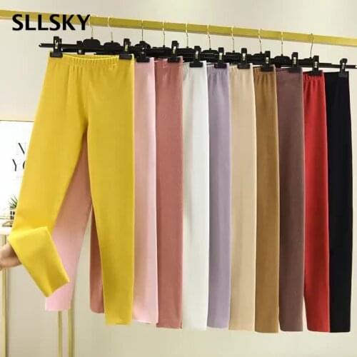SLLSKY Casual Solid Womens Leggings Elastic Waist Ladies Pencil Pants Sexy Soft Warm Jeggings Autumn Winter Female Home Pants