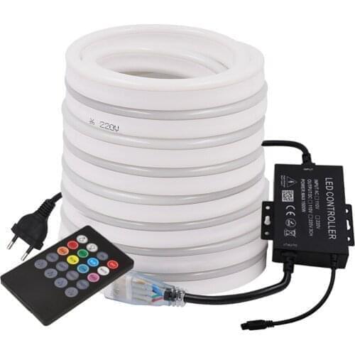 Music Sync Neon LED Light Strip RGB Bluetooth APP 20key Remote Control 220V 110V Rope Lights IP67 Waterproof Flex Ribbon Decor