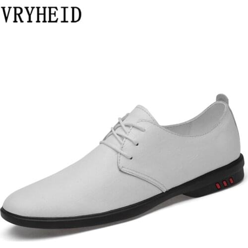 VRYHEID Fashion Men Dress Shoes Genuine Leather Soft Comfortable Flats Shoes Mens Lightweigh Business Office Casual Shoes 36-46